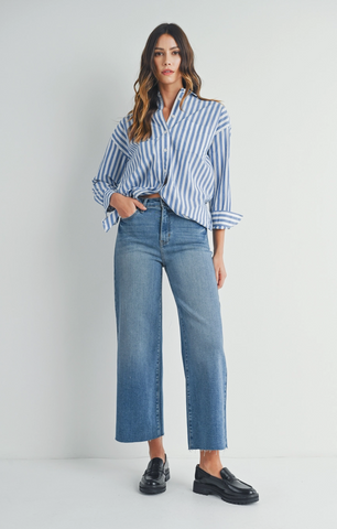 Scissor Cut Wide Leg Jeans -- Medium Wash
