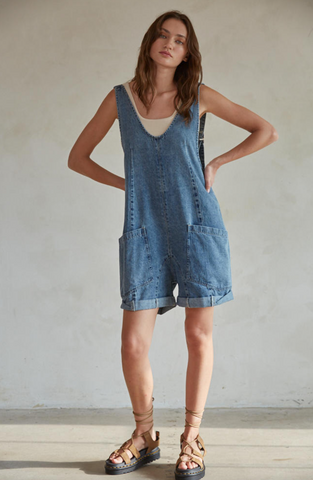 Farren Overalls Romper -- Denim