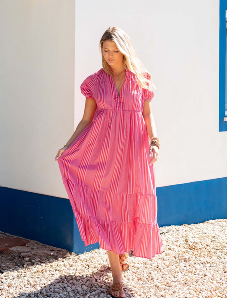 Birdie Dress -- Poppy Stripe