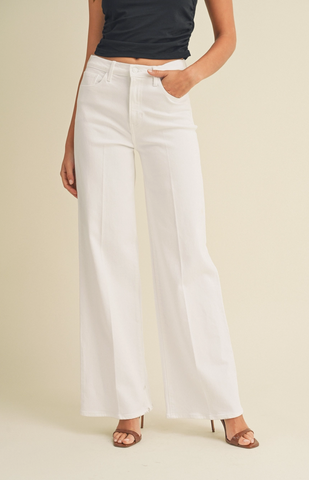 Palazzo Wide Leg Jeans -- White