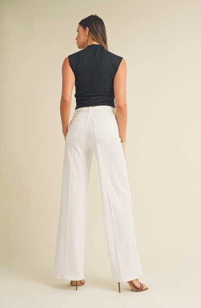 Palazzo Wide Leg Jeans -- White