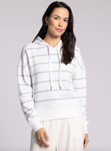 Avalon Hoodie -- White Blue Stripe