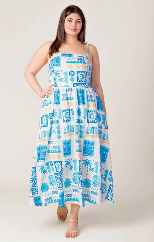 Molly Dress -- Ivory Blue