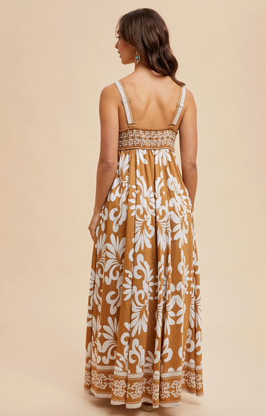 Resort Border Dress -- Bran