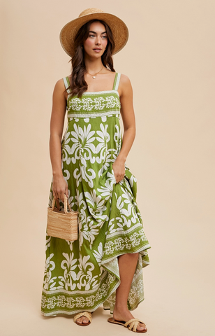 Resort Border Dress -- Palm