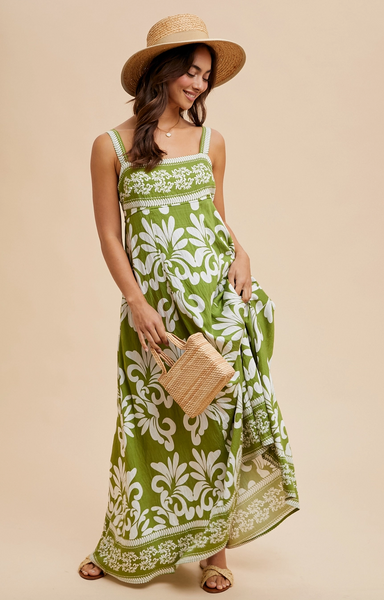 Resort Border Dress -- Palm
