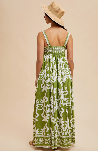 Resort Border Dress -- Palm