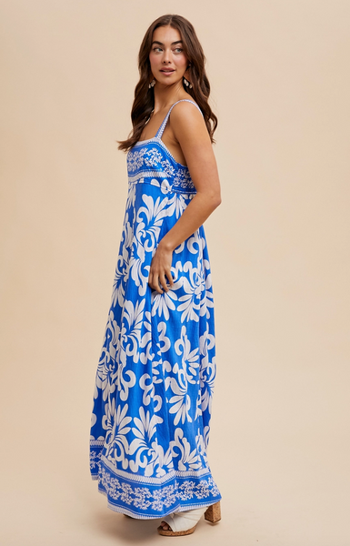 Resort Border Dress -- Santorini