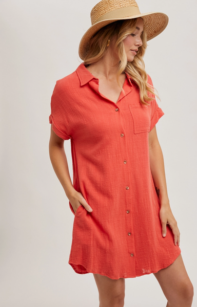 Paris Dress -- Coral