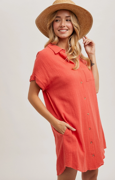 Paris Dress -- Coral