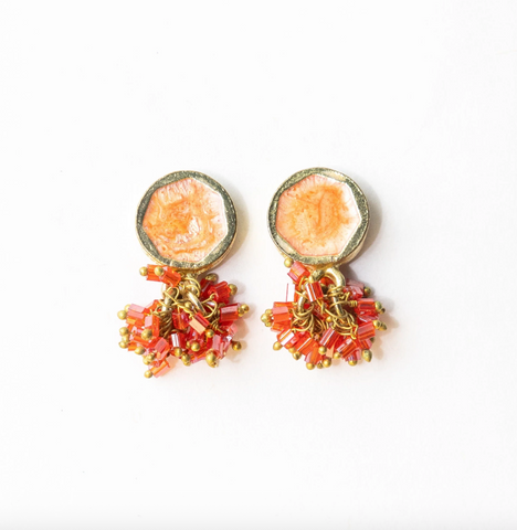 Kimberly Enamel Earring - Coral