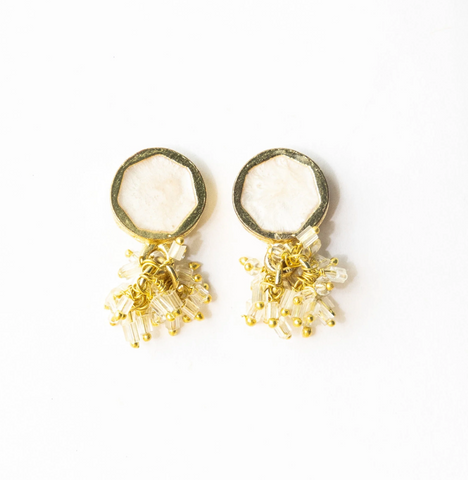 Kimberly Enamel Earring - White