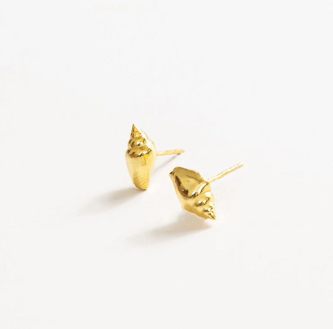 Alice Spiral Shell Post Earrings 18k Gold