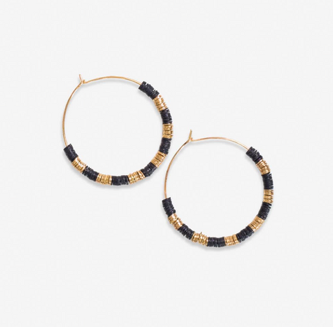 Jennifer Colorblock Hoop Earrings - Black