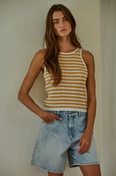 Shine Top -- Mustard White