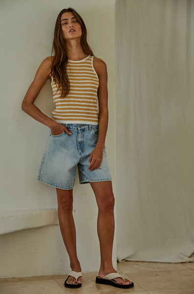 Shine Top -- Mustard White