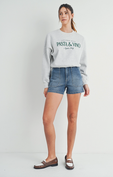 High Rise Utility Cargo Short -- Medium Wash