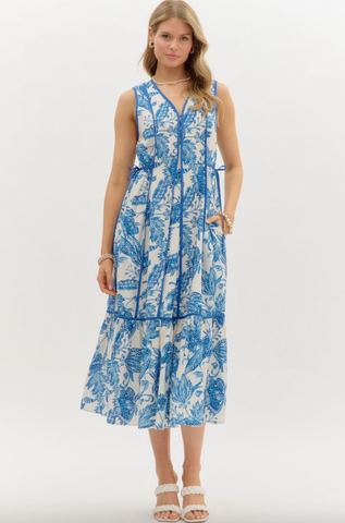 Challise Dress -- Blue