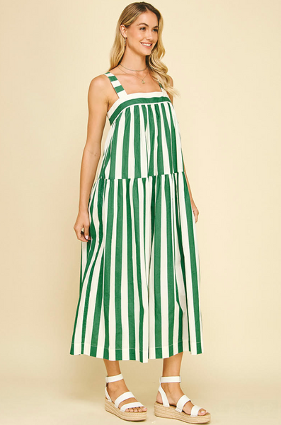 Noria Dress -- Green/White
