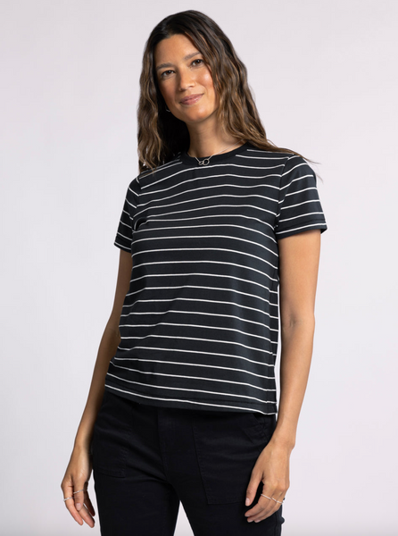 Asher Tee -- Black White Stripe