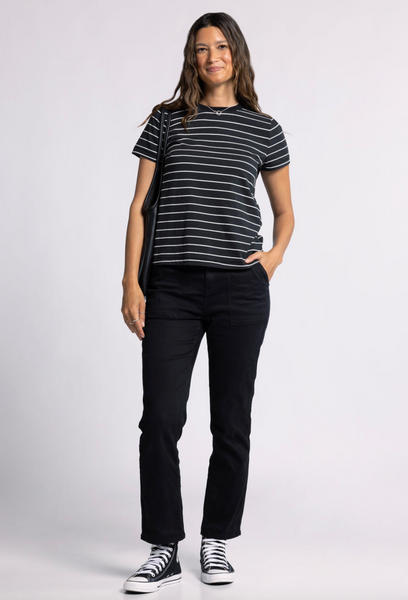 Asher Tee -- Black White Stripe