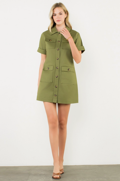 Athena Dress -- Olive