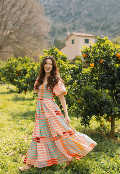 Tula Dress -- Apricot Stripes