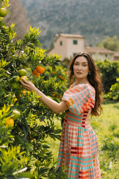 Tula Dress -- Apricot Stripes