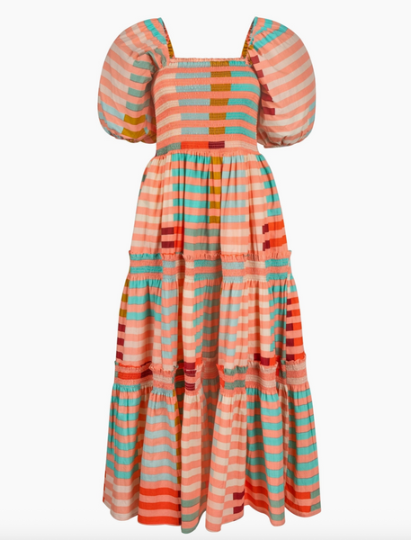 Tula Dress -- Apricot Stripes