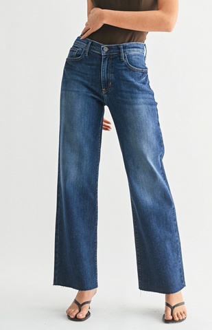 Slim Palazzo Scissor Cut Jeans -- Dark Wash