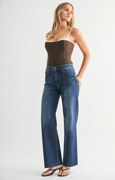 Slim Palazzo Scissor Cut Jeans -- Dark Wash