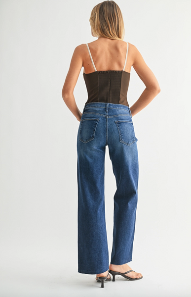 Slim Palazzo Scissor Cut Jeans -- Dark Wash