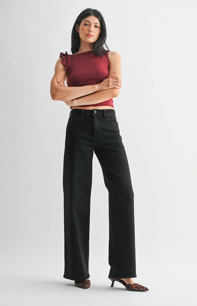 Stretchy Wide Leg Jeans -- Black