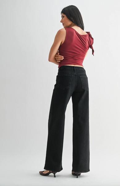 Stretchy Wide Leg Jeans -- Black