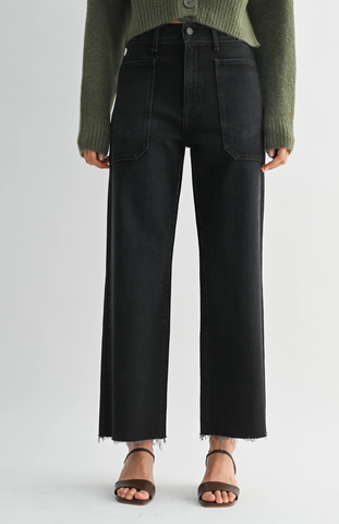 Utility Wide Leg Jeans -- Washed Black