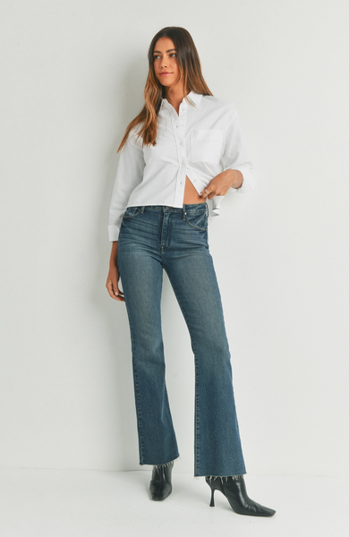 Scissor Cut Flare Jeans -- Dark Wash