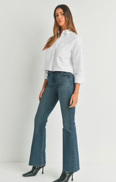 Scissor Cut Flare Jeans -- Dark Wash