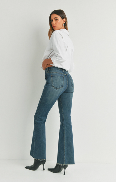Scissor Cut Flare Jeans -- Dark Wash