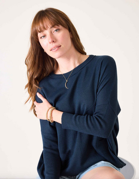 Catalina Cotton Sweater -- Navy