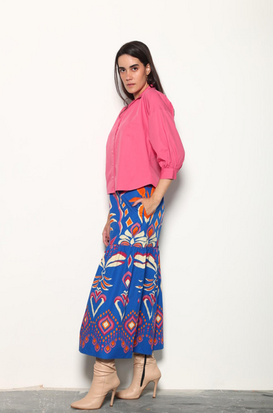Ada Skirt -- Cobalt Ikat