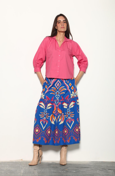 Ada Skirt -- Cobalt Ikat
