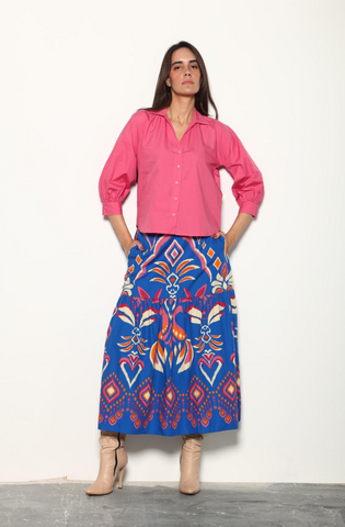 Ada Skirt -- Cobalt Ikat