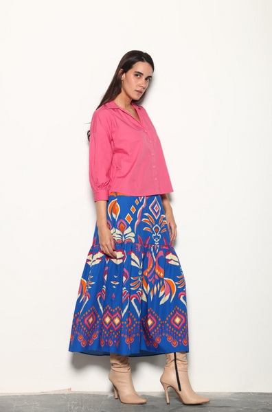 Ada Skirt -- Cobalt Ikat
