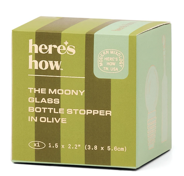 The Moony Glass Bottle Stopper - Olive
