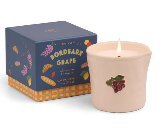 Bistro White Ceramic Candle - Bordeaux Grape
