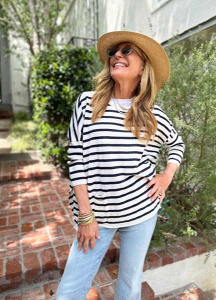 Catalina Sweater -- Navy Stripes