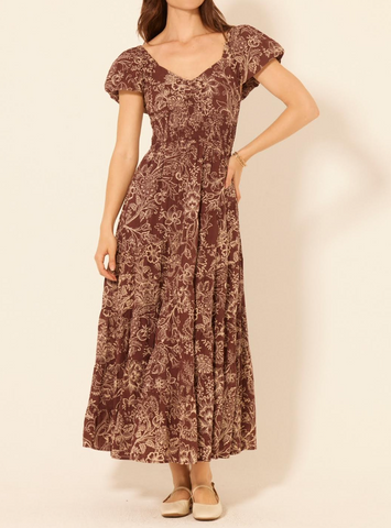 Roxanne Dress -- Brown Blaze