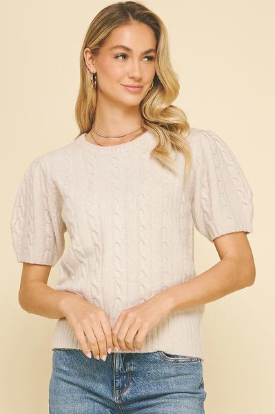 Cable Knit Top -- Cream