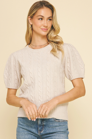 Cable Knit Top -- Cream