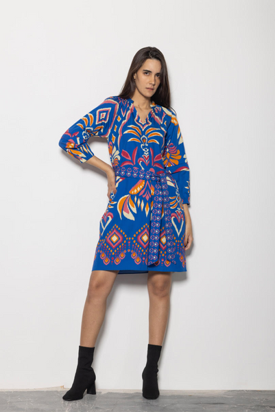 Gia Dress -- Cobalt Ikat